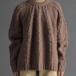 HOPE boxy cable knit sweater with raglan sleeve